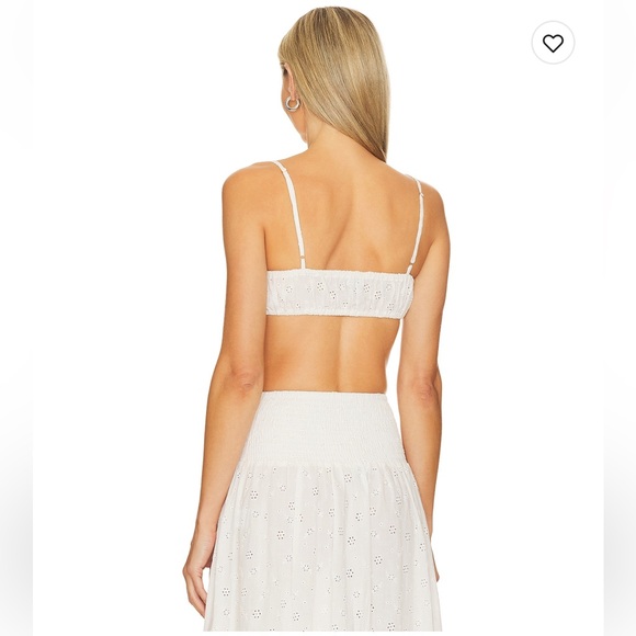 WeWoreWhat Ruched Eyelet Bra Top | Off White - Medium - Picture 3 of 7